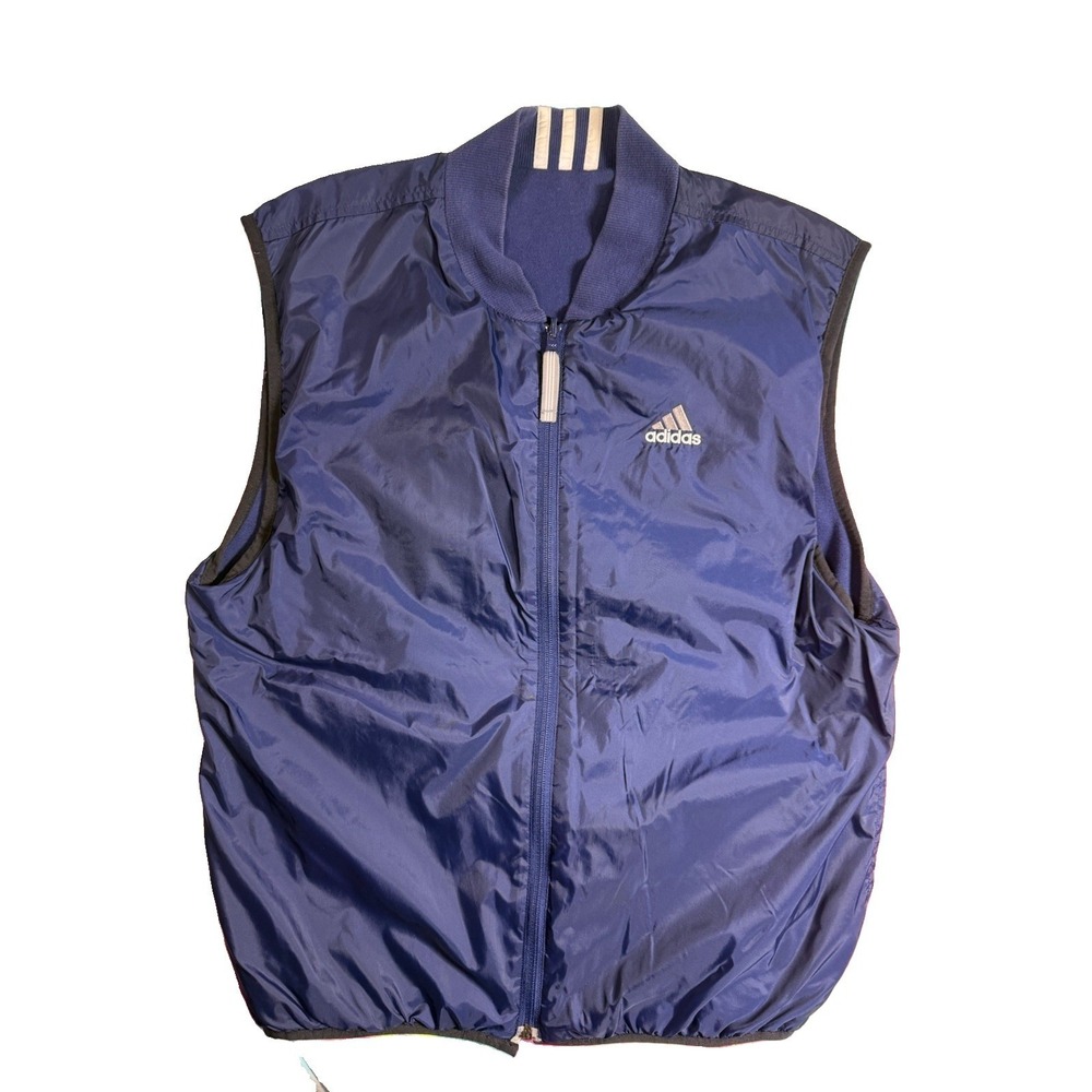 Adidas Reversible Navy/Gray Multicolor Full-Zip Vest Mens Medium EUC